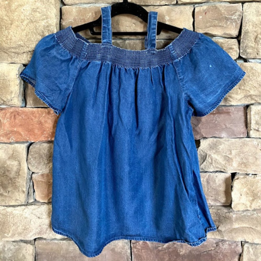Gap Kids cold shoulder denim top